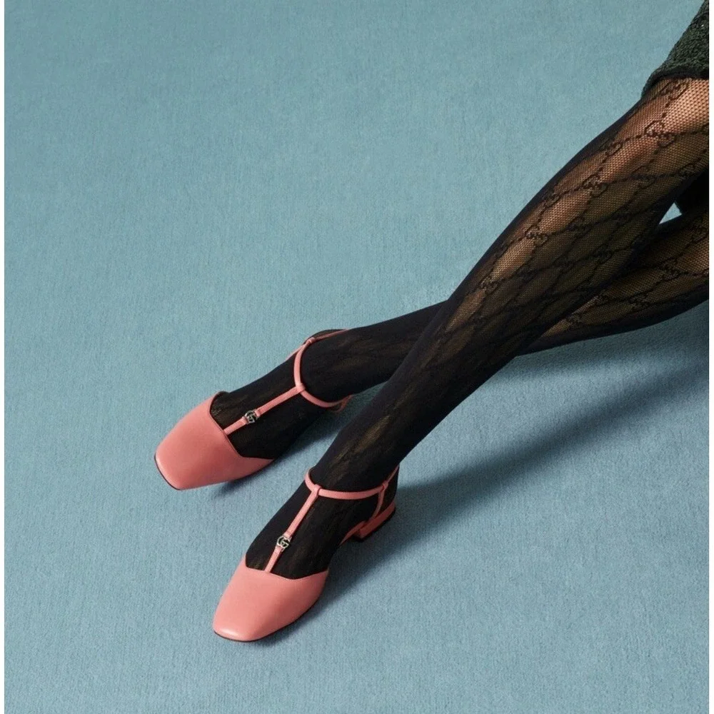 GUCCI Womens Ballet Flat DOUBLE G INTERLOCKING LOGO Slingback Pink Leather EU 36 - Picture 4 of 14